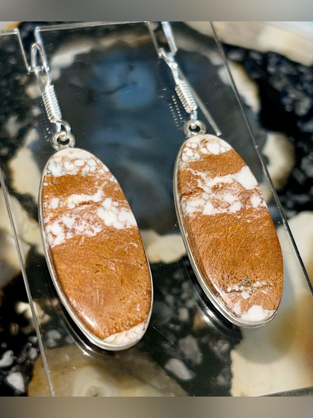 Wild Horse Jasper Magnesite Earrings 2” - Picture 11 of 16